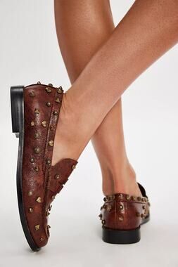 Free People Suki Studded Loafers in Brown, NWOT, Size 7.5
